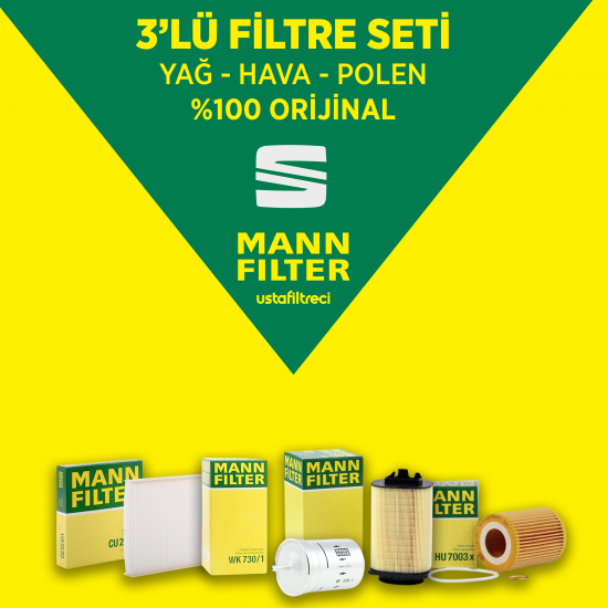 Seat Leon 3-1.0 TSI Motor Bakım Filtre Seti Mann Filter Marka,Leon Bakım Seti(2012-2019)